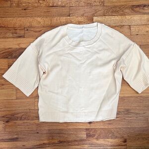 Cream Short Sleeve Sweater